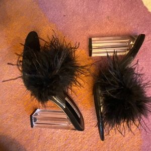 Cape Robbin Black Feather Mule Heels (size 8)